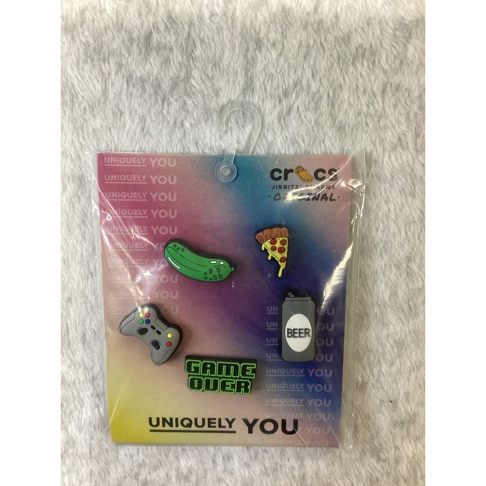 Crocs Jibbitz Food Gaming Mix 5Pack Shoe Charms Pizza Pickle Controller Beer..